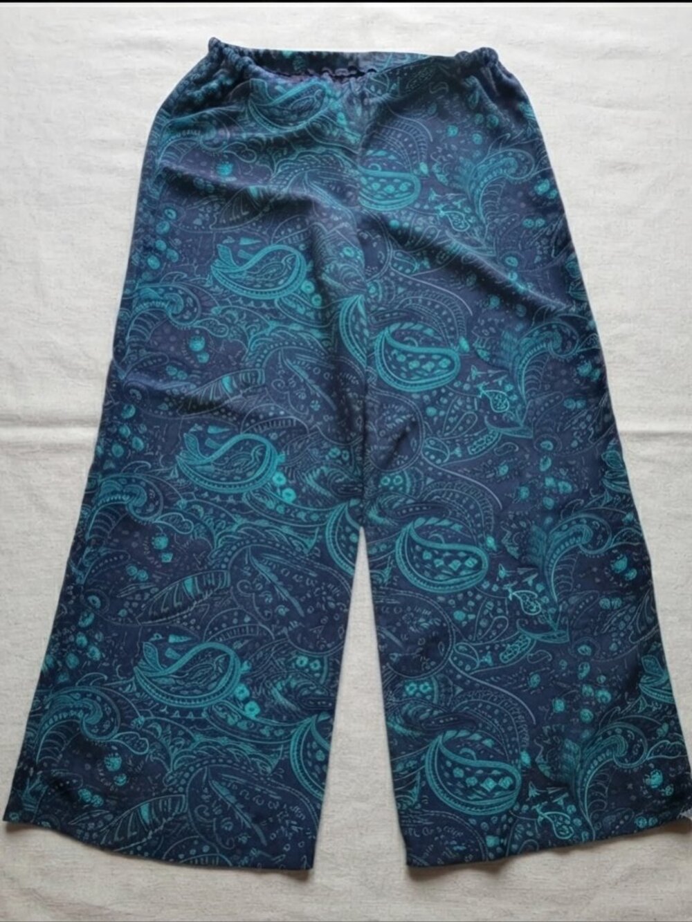 Blue Paisley Wide Leg Palazzo Pants Rayon Blend Size Medium - Picture 4 of 9